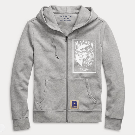 Yehuda grey zipper Hoodie - 12 Tribes Collection