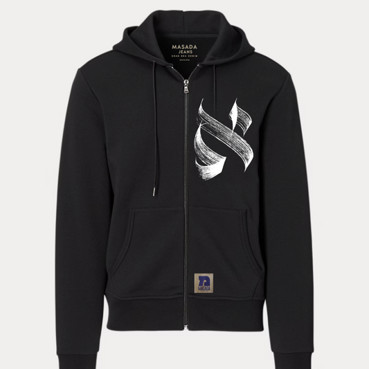 Aleph black Hoodie zipper