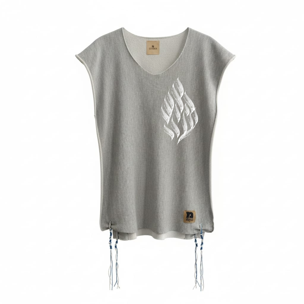 Young Perez Tallit Katan – Boxing Spirit, Grey Fleece Cotton