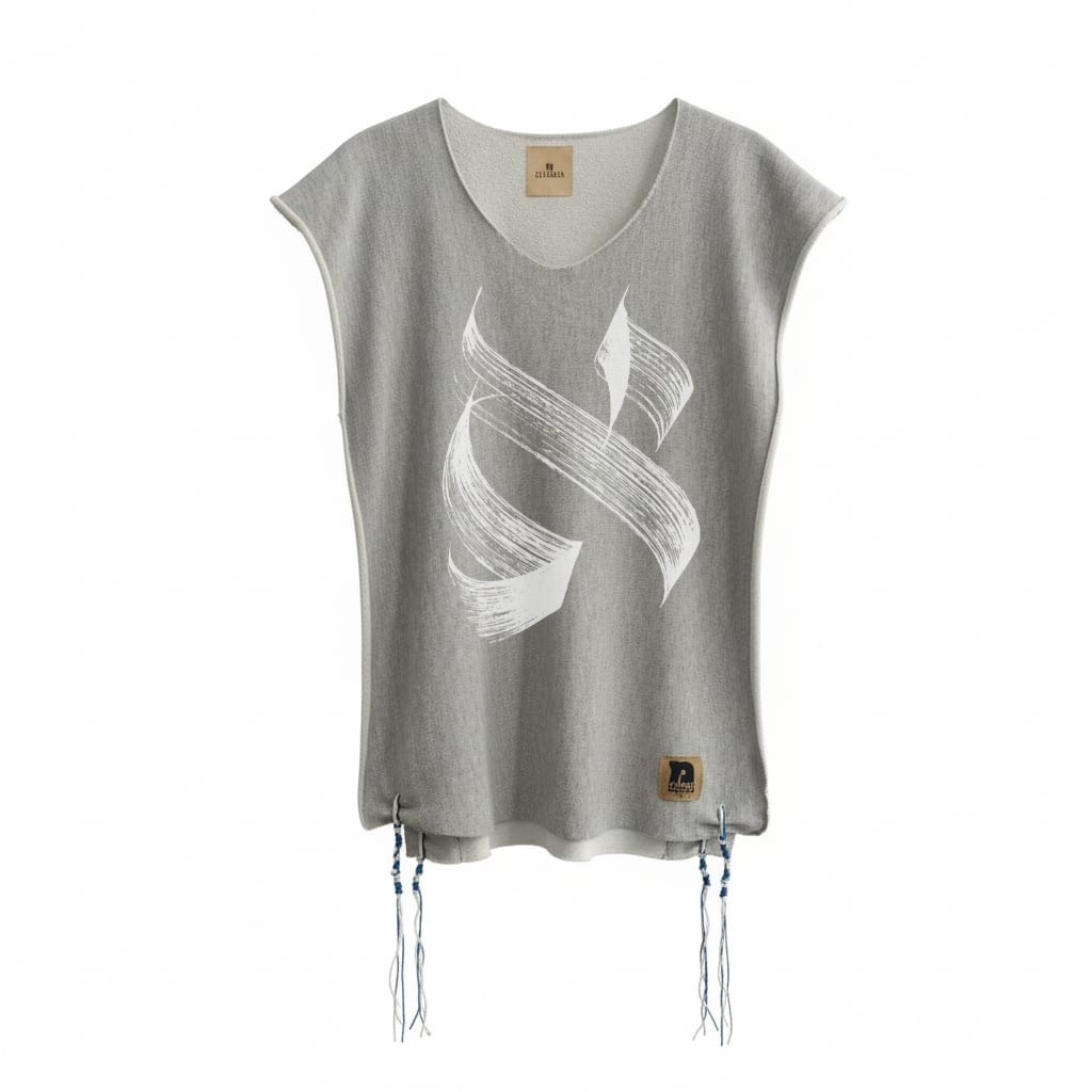 Young Perez Tallit Katan – Boxing Spirit, Grey Fleece Cotton